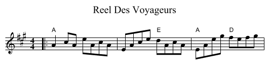 Reel Des Voyageurs - staff notation