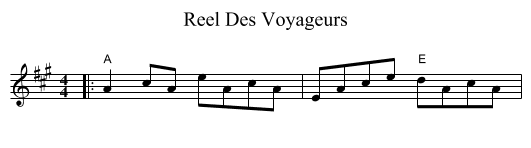 Reel Des Voyageurs - staff notation