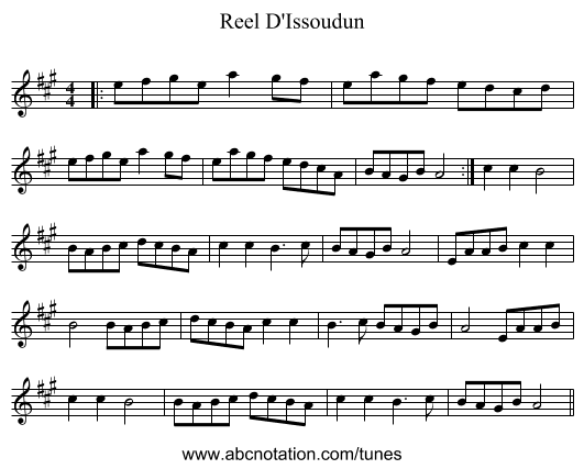 Reel D'Issoudun - staff notation