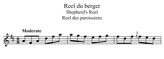Reel du berger - staff notation