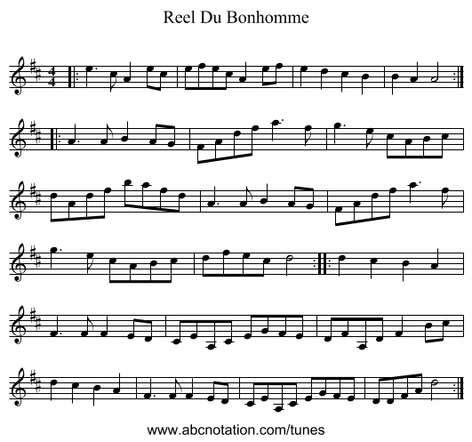 Reel Du Bonhomme - staff notation
