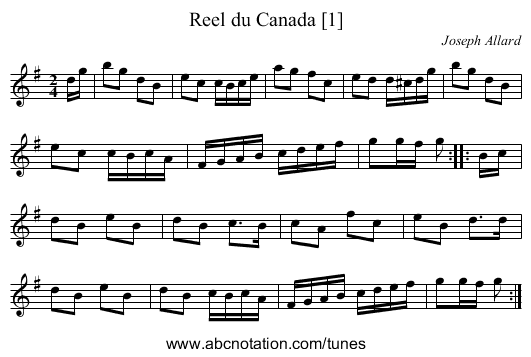 Reel du Canada [1] - staff notation