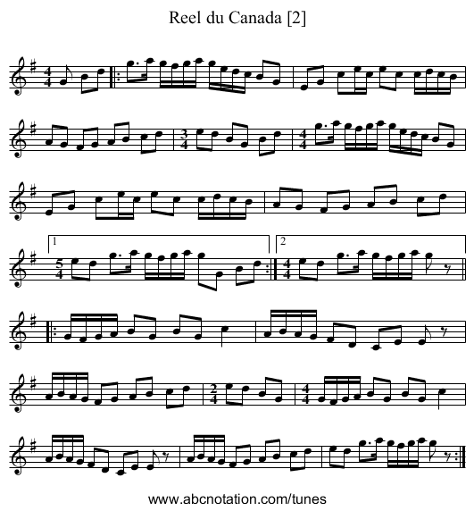 Reel du Canada [2] - staff notation