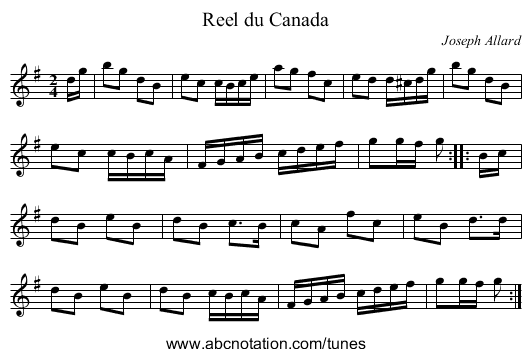 Reel du Canada - staff notation