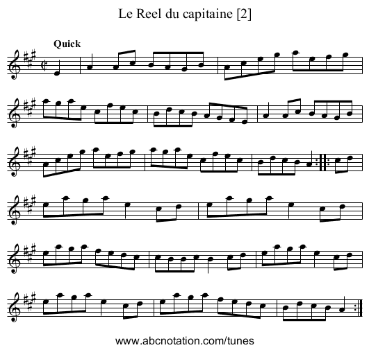 Reel du capitaine [2], Le - staff notation