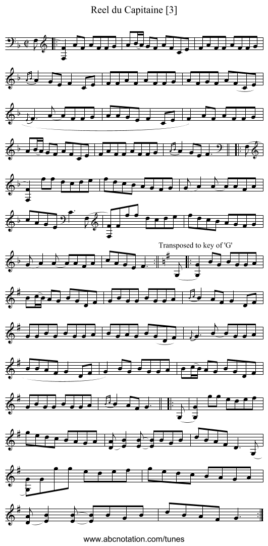 Reel du Capitaine [3] - staff notation