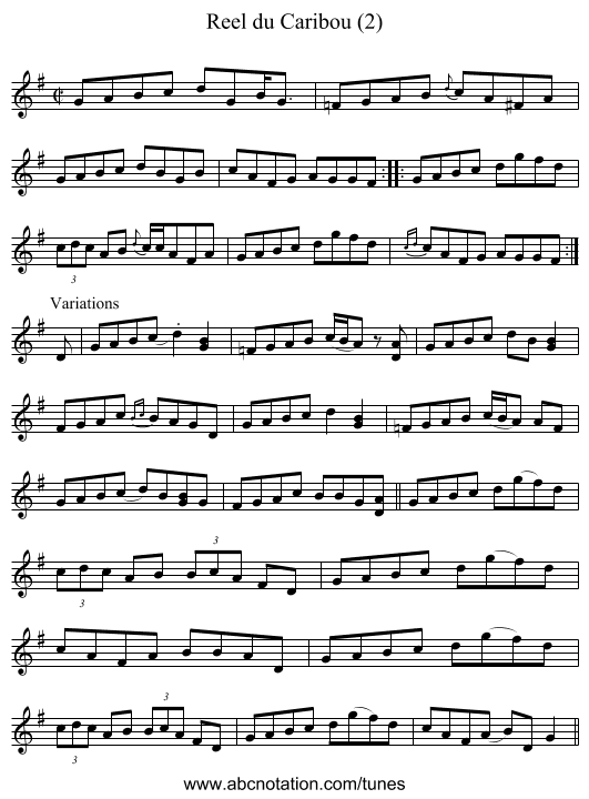 Reel du Caribou (2) - staff notation