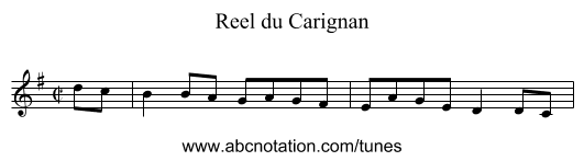 Reel du Carignan - staff notation
