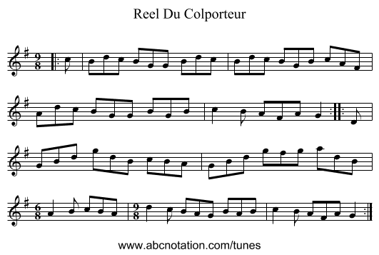 Reel Du Colporteur - staff notation