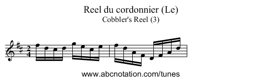 Reel du cordonnier (Le) - staff notation