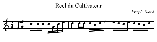 Reel du Cultivateur - staff notation