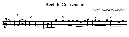 Reel du Cultivateur - staff notation