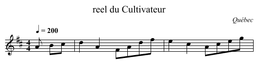 reel du Cultivateur - staff notation