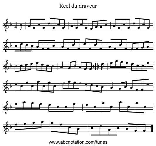 Reel du draveur - staff notation