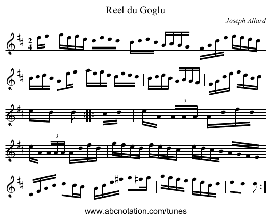 Reel du Goglu - staff notation