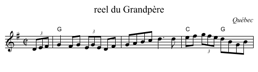 reel du Grandp&egrave;re - staff notation