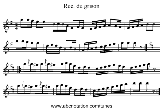Reel du grison - staff notation