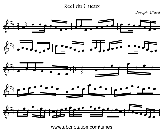 Reel du Gueux - staff notation