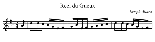 Reel du Gueux - staff notation