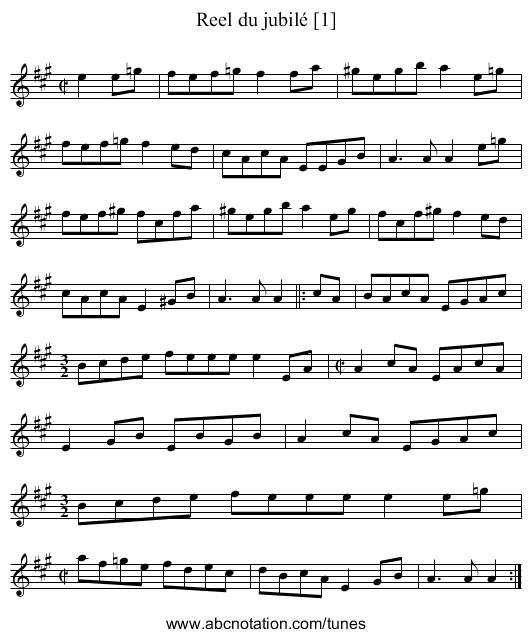Reel du jubilé [1] - staff notation