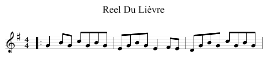 Reel Du Lièvre - staff notation