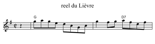 reel du Li&egrave;vre - staff notation
