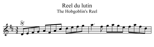 Reel du lutin - staff notation