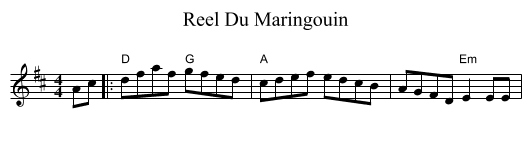 Reel Du Maringouin - staff notation