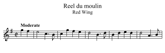 Reel du moulin - staff notation