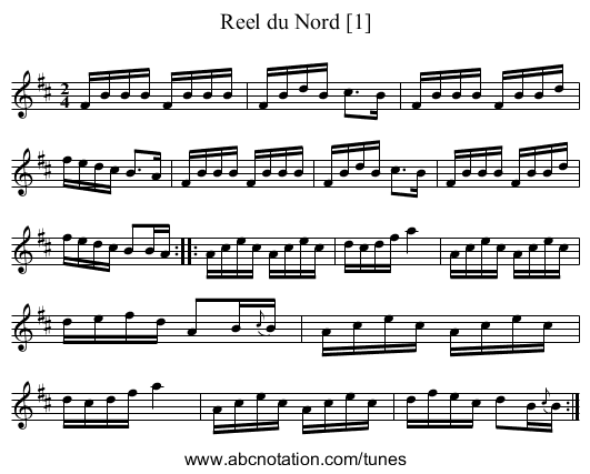 Reel du Nord [1] - staff notation