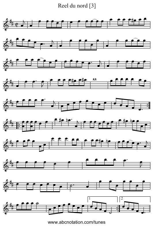 Reel du nord [3] - staff notation