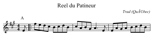 Reel du Patineur - staff notation