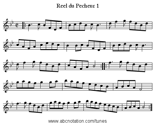 Reel du Pecheur 1 - staff notation