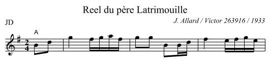 Reel du père Latrimouille - staff notation