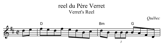 reel du P&egrave;re Verret - staff notation