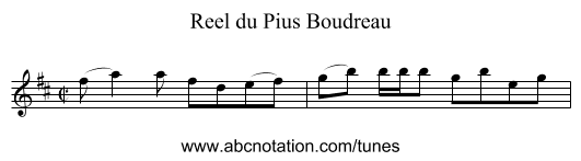 Reel du Pius Boudreau - staff notation
