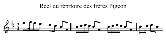 Reel du réprtoire des frères Pigeon - staff notation