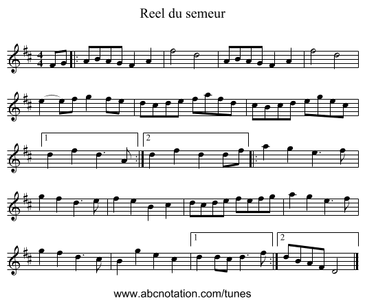 Reel du semeur - staff notation