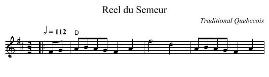 Reel du Semeur - staff notation