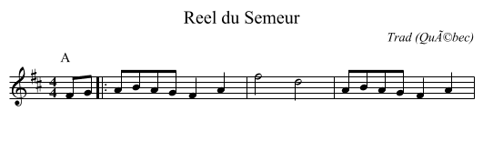 Reel du Semeur - staff notation