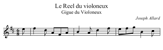 Reel du violoneux, Le - staff notation