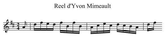 Reel d'Yvon Mimeault - staff notation