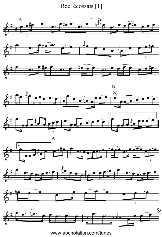 Reel écossais [1] - staff notation