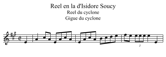 Reel en la d'Isidore Soucy - staff notation