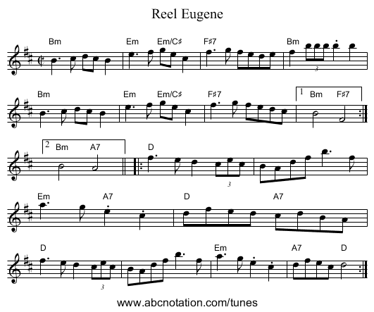 Reel Eugene - staff notation