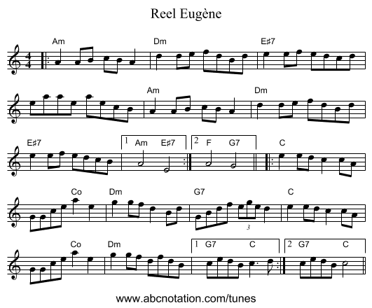 Reel Eugène - staff notation