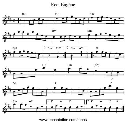Reel Eug&egrave;ne - staff notation