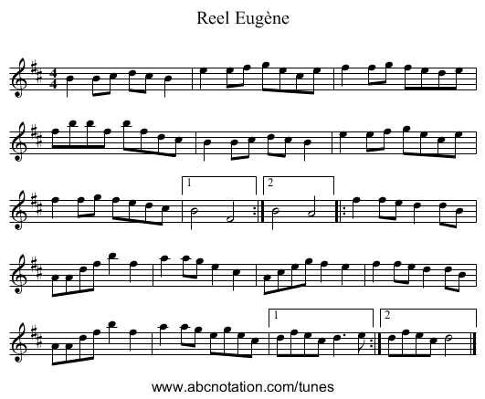 Reel Eug&egrave;ne - staff notation
