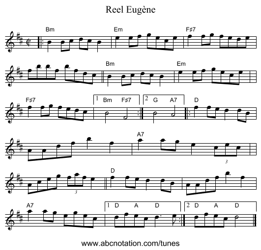 Reel Eug&egrave;ne - staff notation
