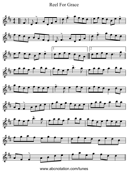 Reel For Grace - staff notation